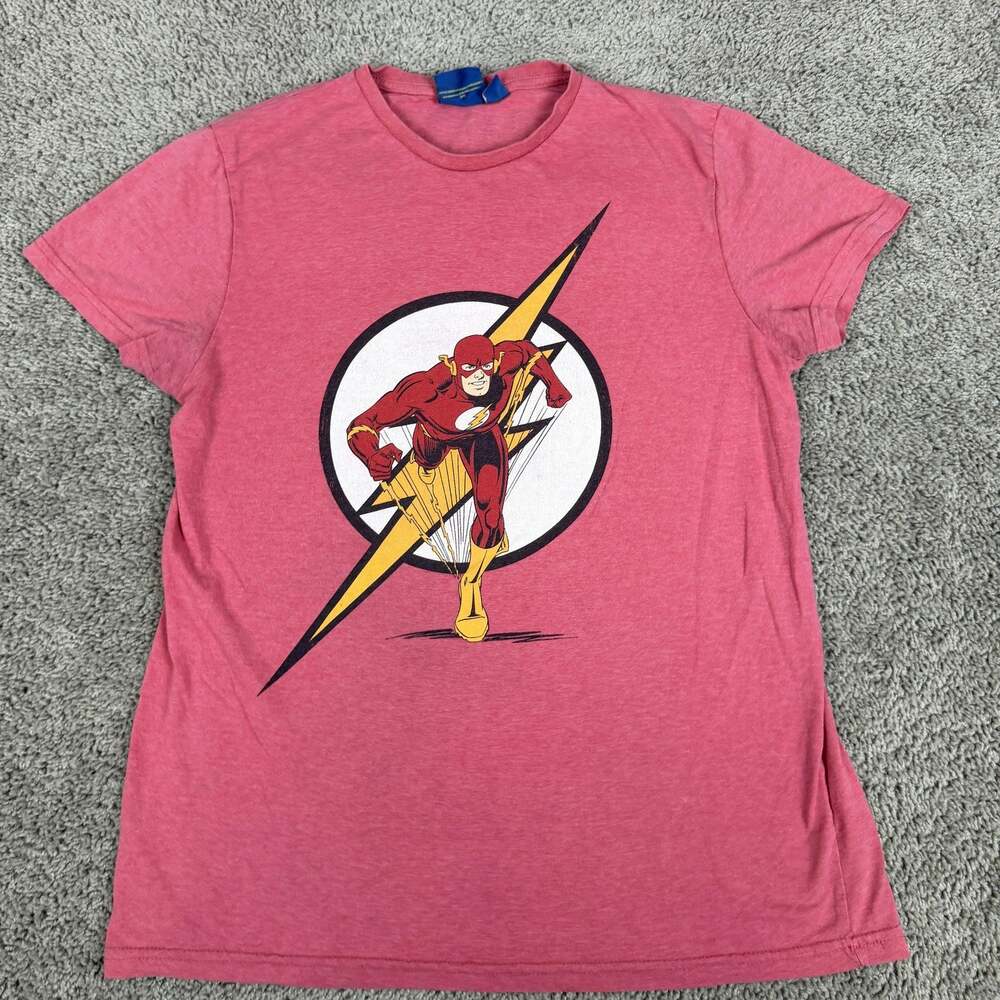 Justice League The Flash Shirt Mens L Pink Short Sleeve Superhero Graphic Tee